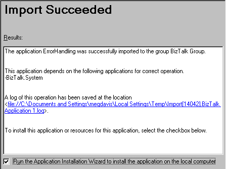StartInstallation Start installation from the Import Wizard