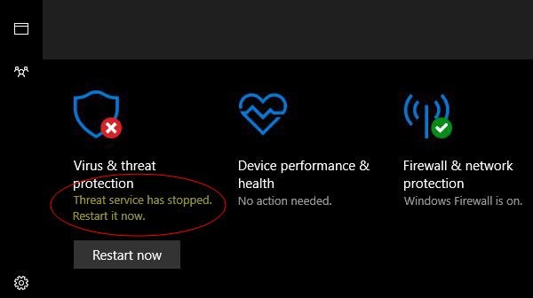 Screenshot of virus and threat protection notification.