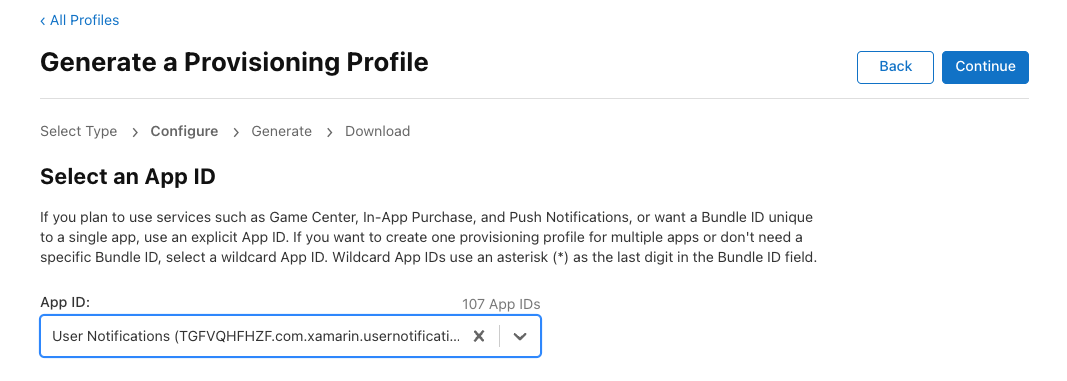 Select App ID