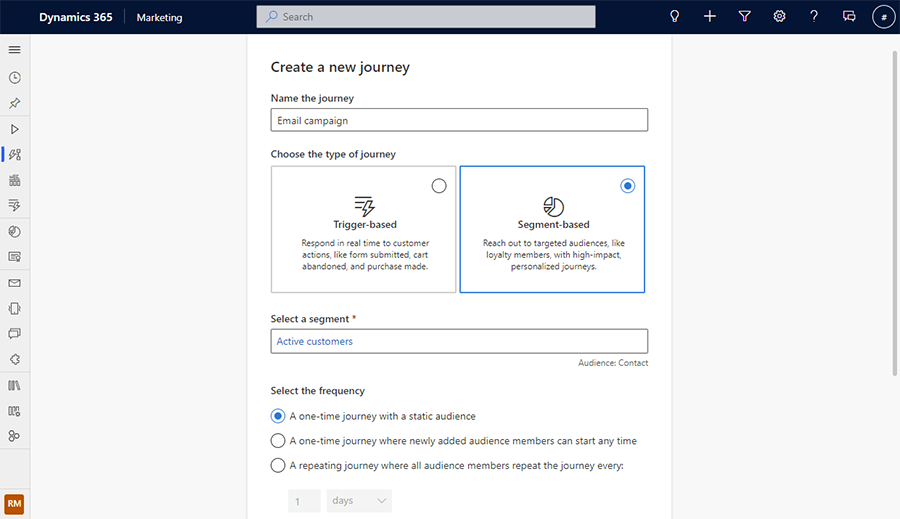 Creating a segment-based journey Creating a segment-based journey.