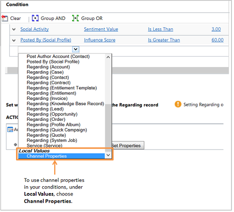 Use channel properties in record creation rules.