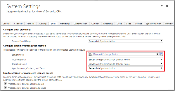 System Settings for server-side synchronization System Settings for server-side synchronization.