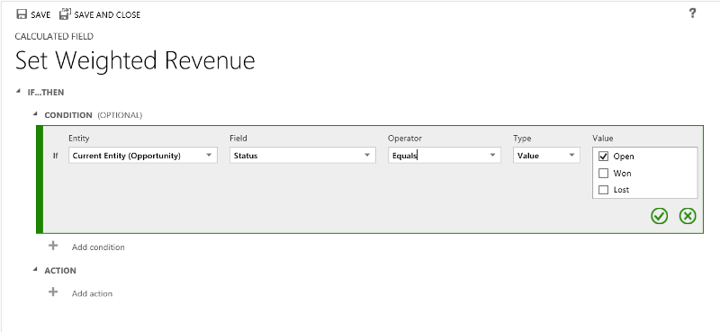 Set Weighted Revenue in Dynamics 365 for Customer Engagement.
