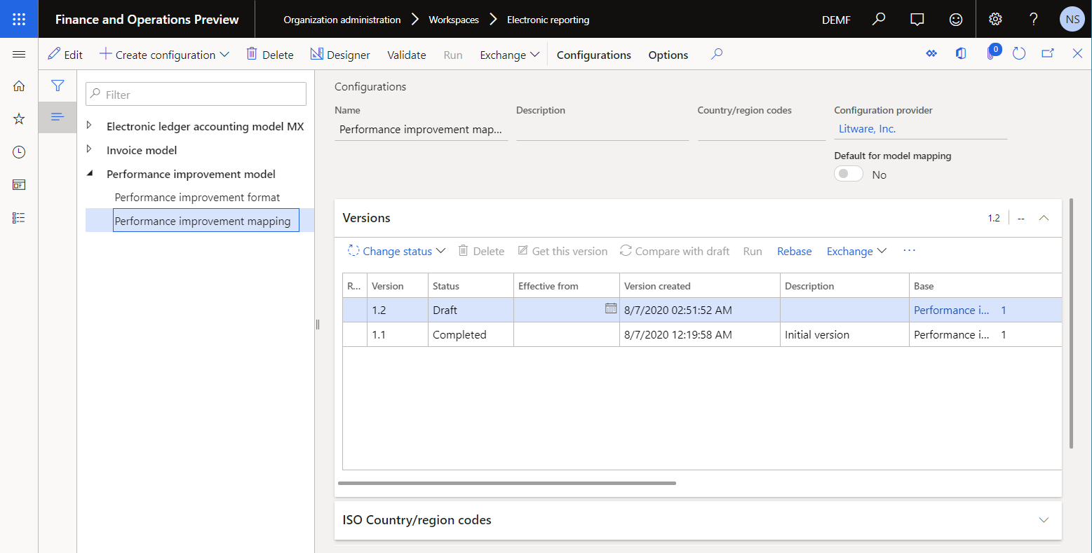 Screenshot of imported configurations on the Configurations page.