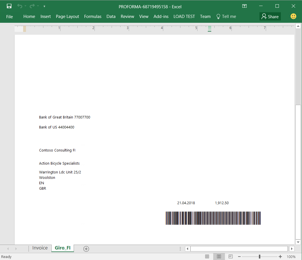 Screenshot of the Giro money transfer slip.
