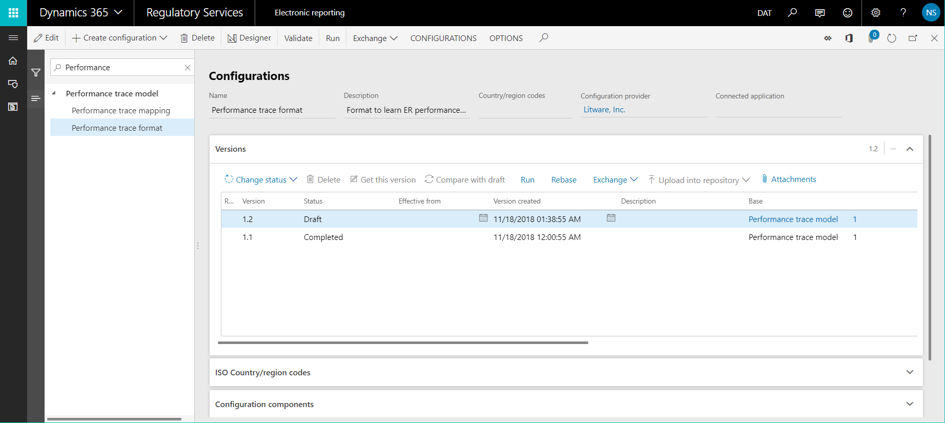 Screenshot of the Configurations page in RCS.