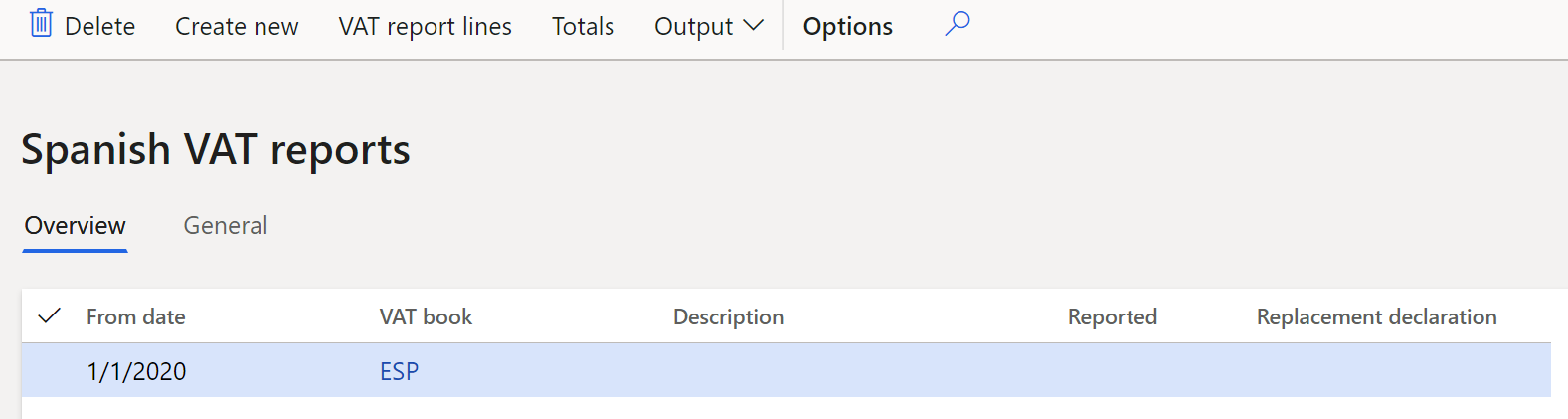 Screenshot of the Spanish VAT reports page.
