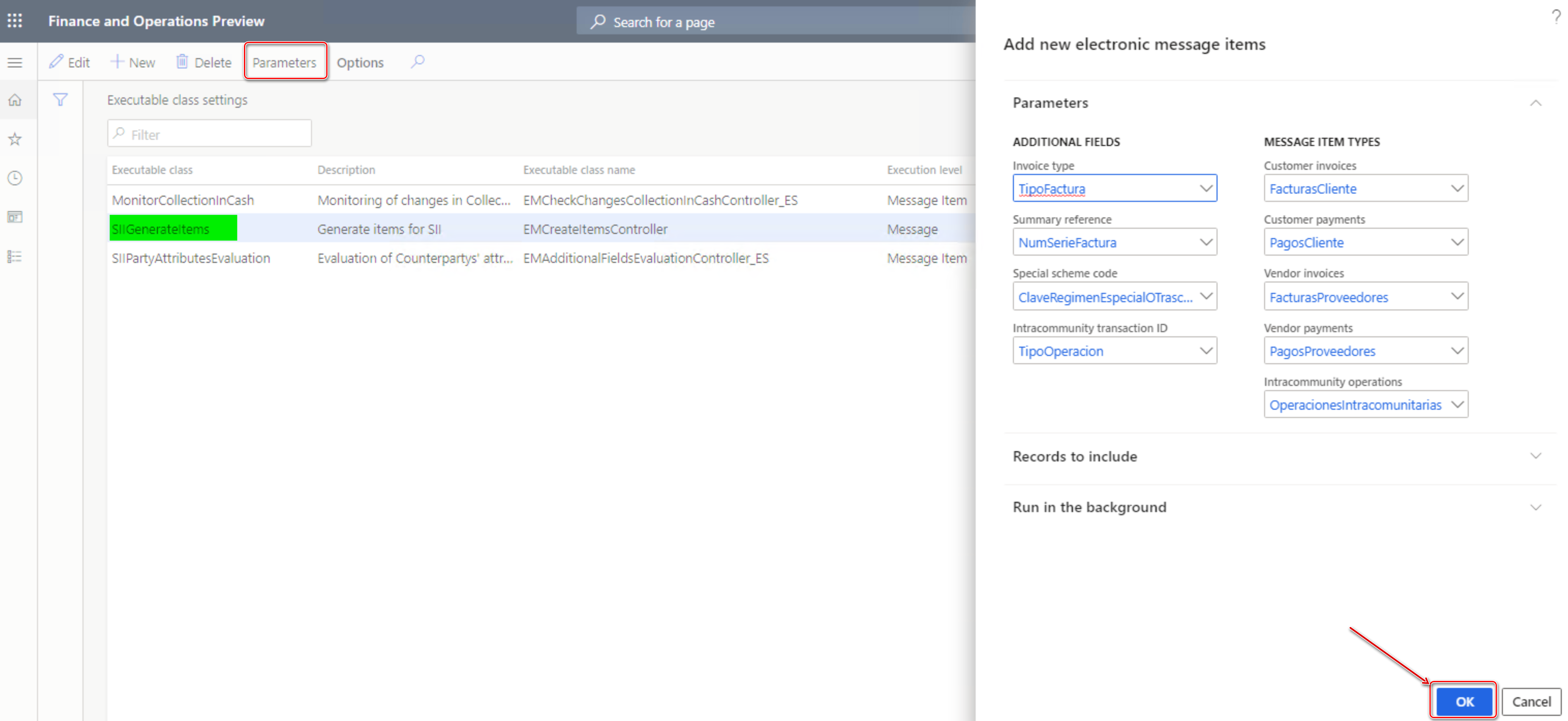 Screenshot of the Add new Electronic message items pane.