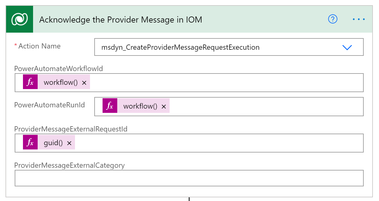 Screenshot of Acknowledge provider message action.