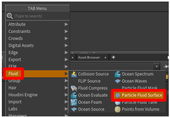 Particle Fluid Surface command Particle Fluid Surface command.