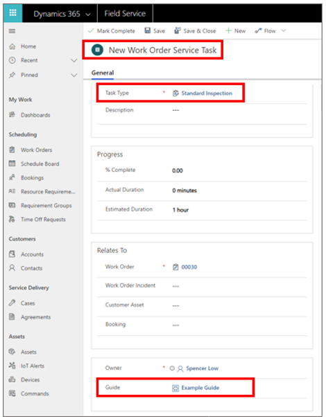 Select task type and associate guide Select task type and associate guide.