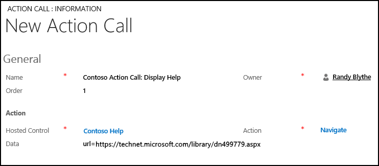 Create an action call in Unified Service Desk.