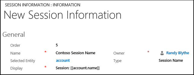 Define session tab name text and format.