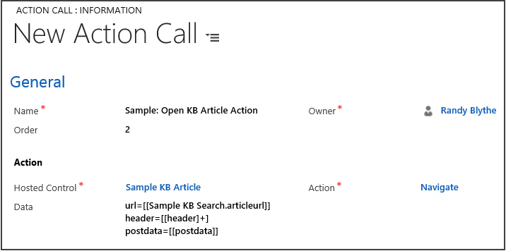 Action call to display the KB article.