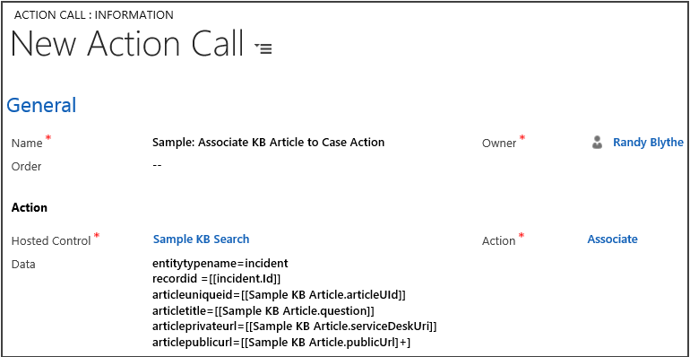 New action call to associate KB article to case.