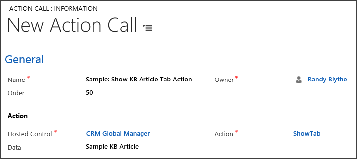 Action call to display the KB article in a tab.