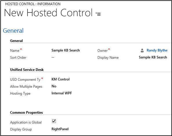 Create a KM Control hosted control.