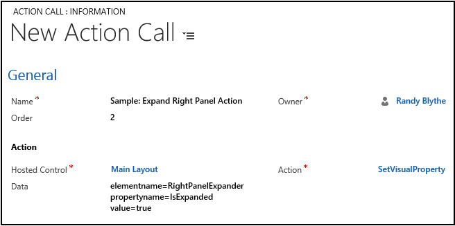 Create a new action call for Expand Right Panel Action.