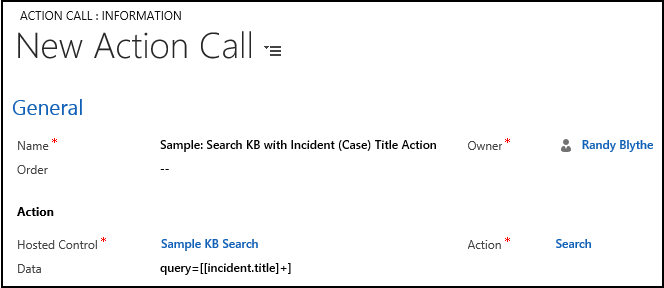 Create an action call.