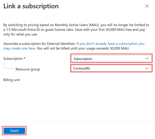 Screenshot of how to link a subscription.