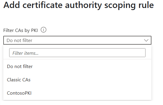 Screenshot that shows the CA scoping PKI filter.