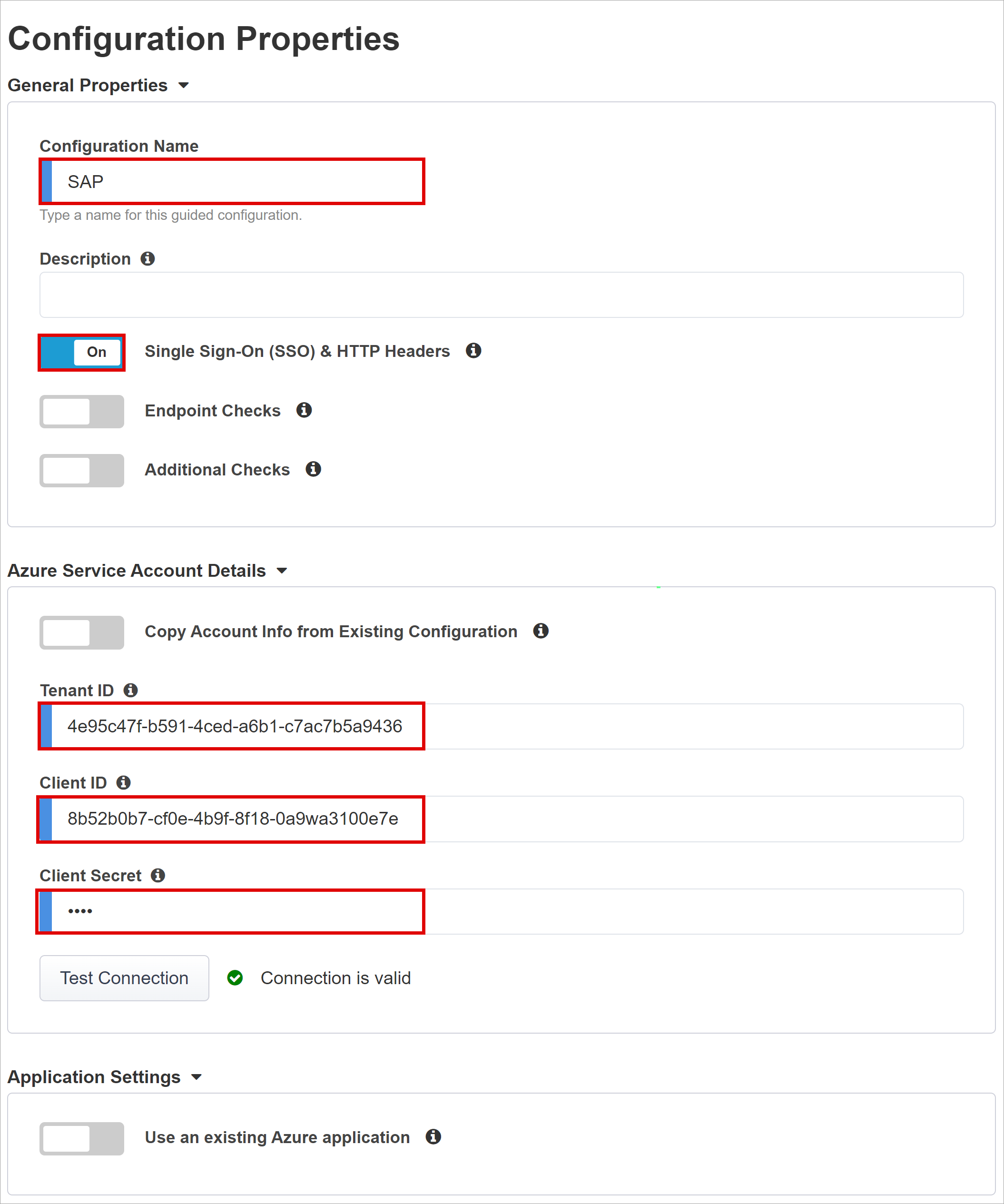 Screenshot of options and selections for Configuration Properties.