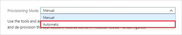 Partial screenshot of the Provisioning tab, showing the Automatic option selected in the Provisioning Mode drop-down list box.