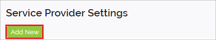 Screenshot shows the Add New button in Service Provider Settings.
