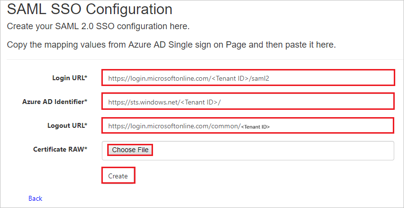 Microsoft Entra SAML Toolkit Create SSO Configuration