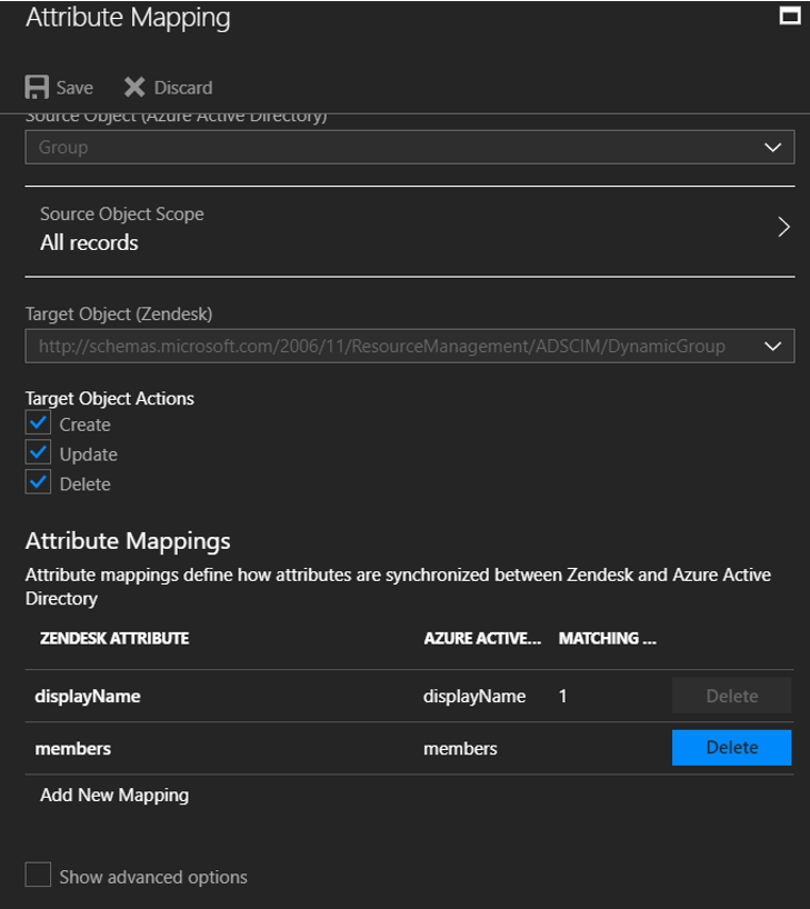 Screenshot of Zendesk matching group attributes