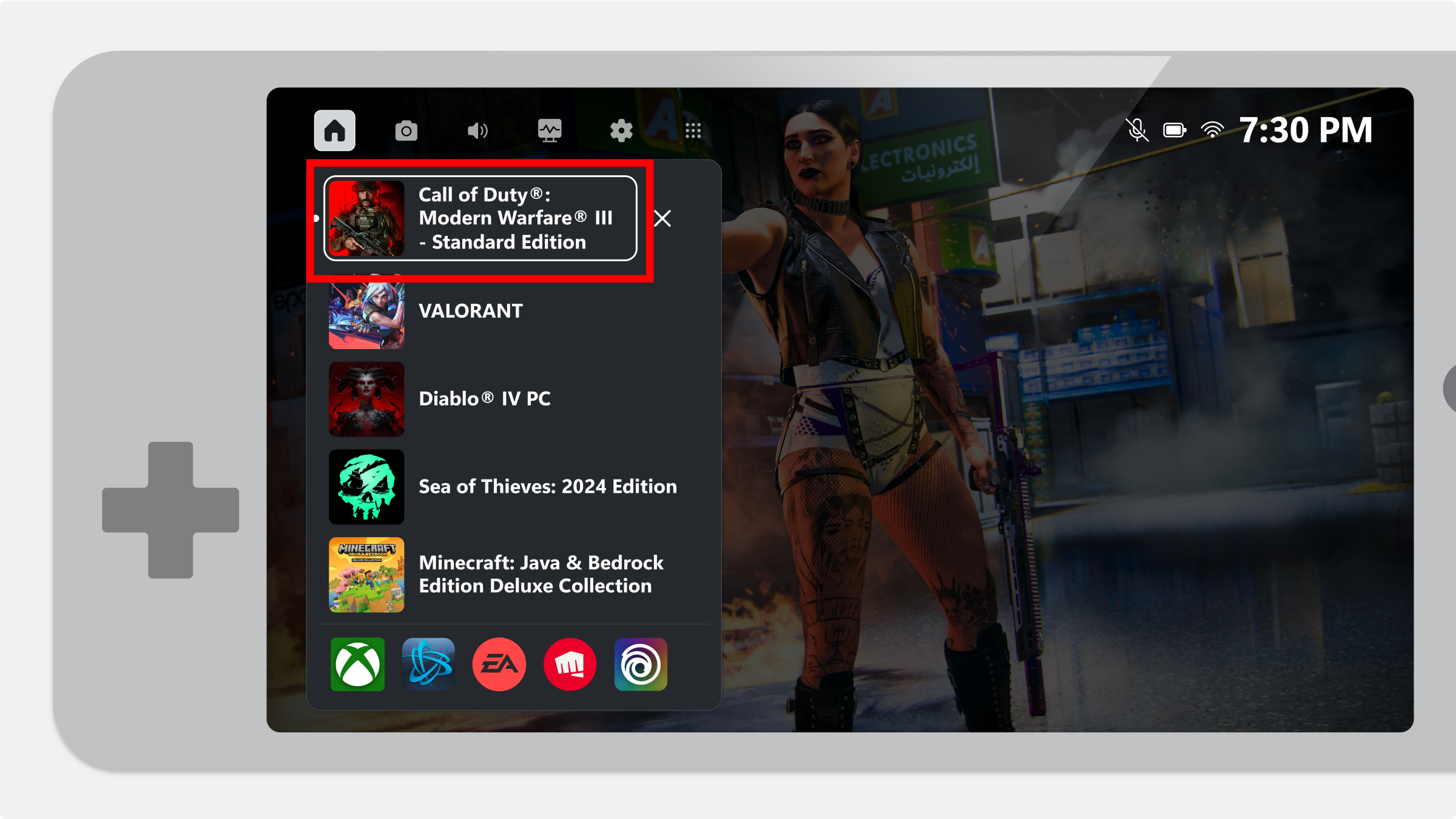 Example default focus placement