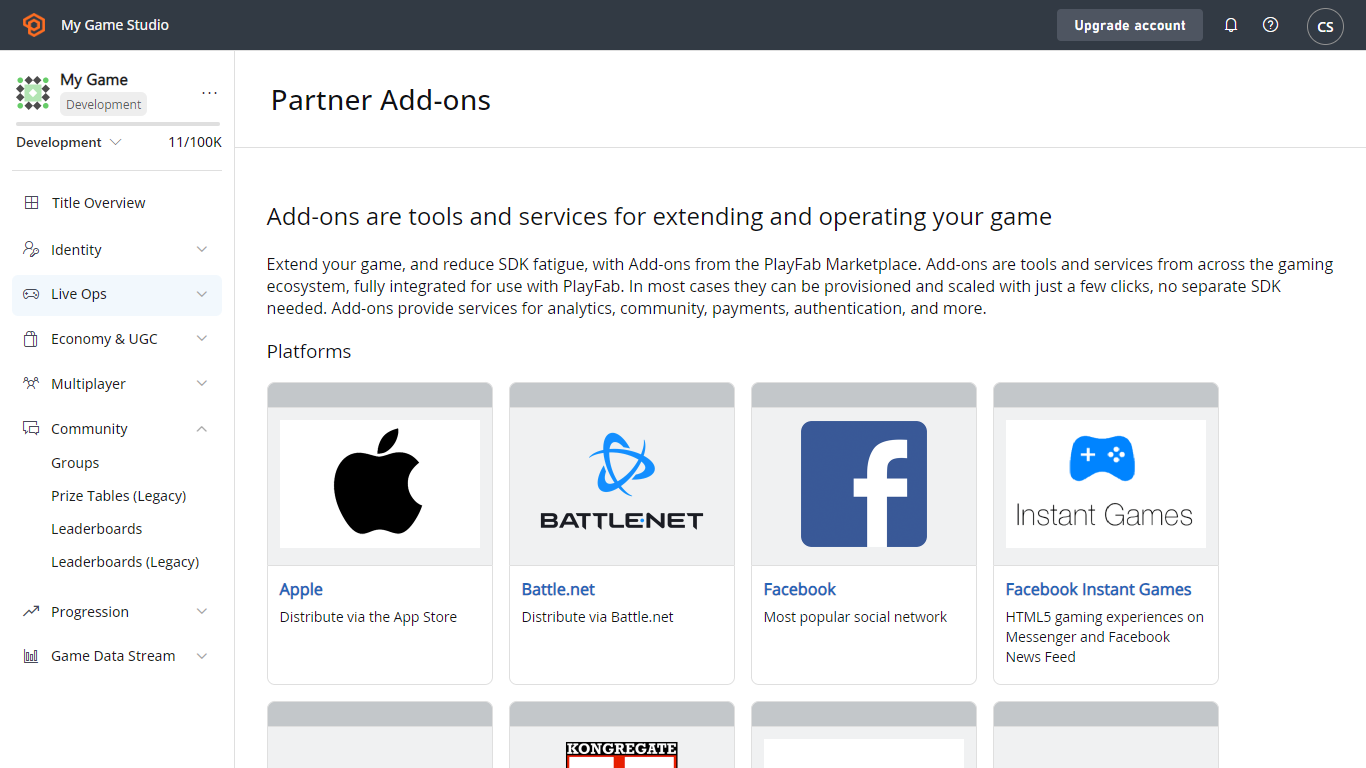 Game Manager - Add-ons - Partner Add-ons