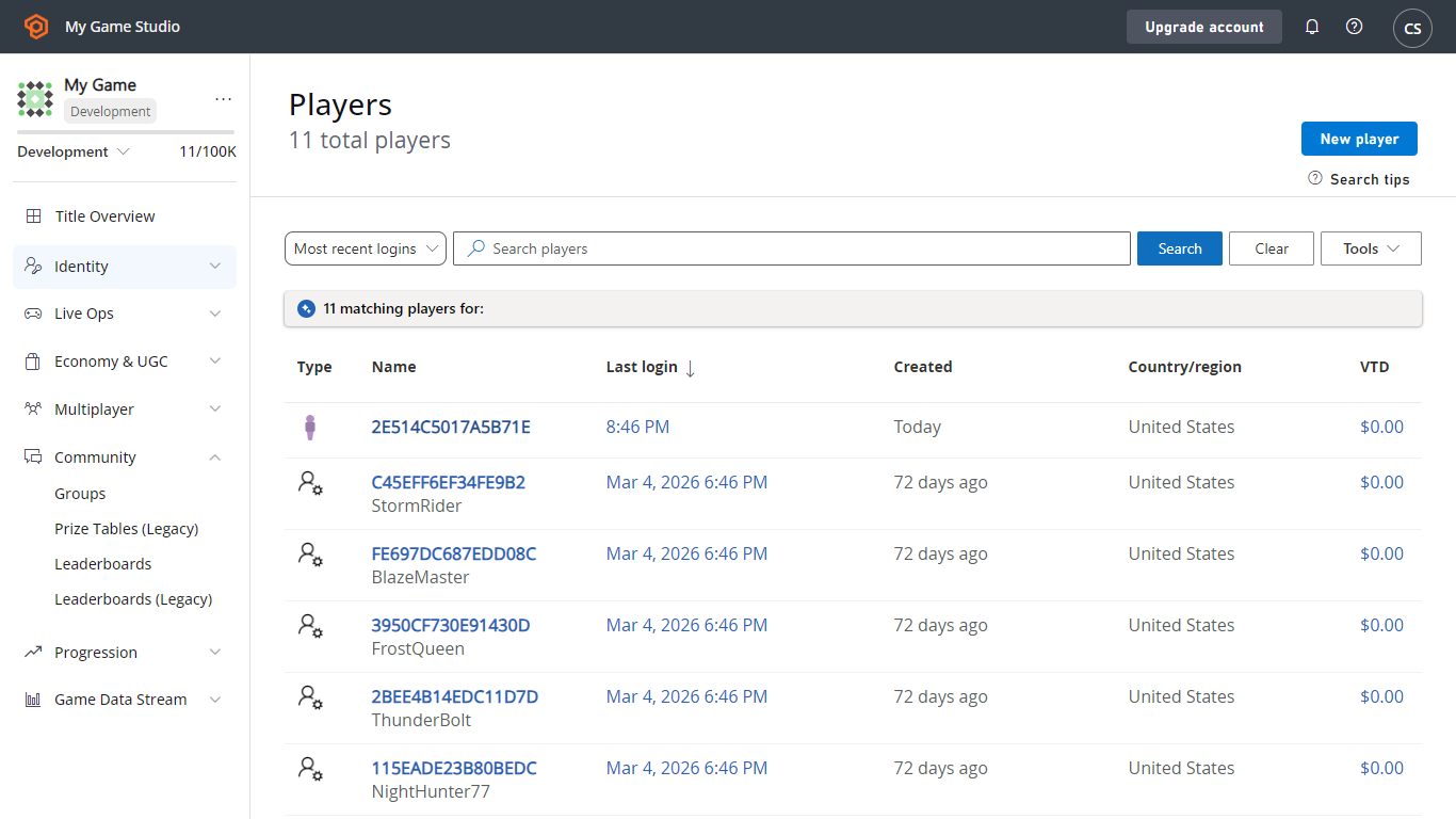 Game Manager - Players Tab
