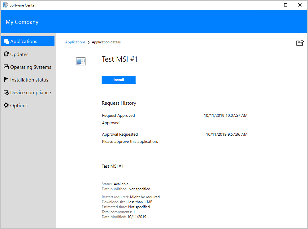 User installing approved application from Software Center