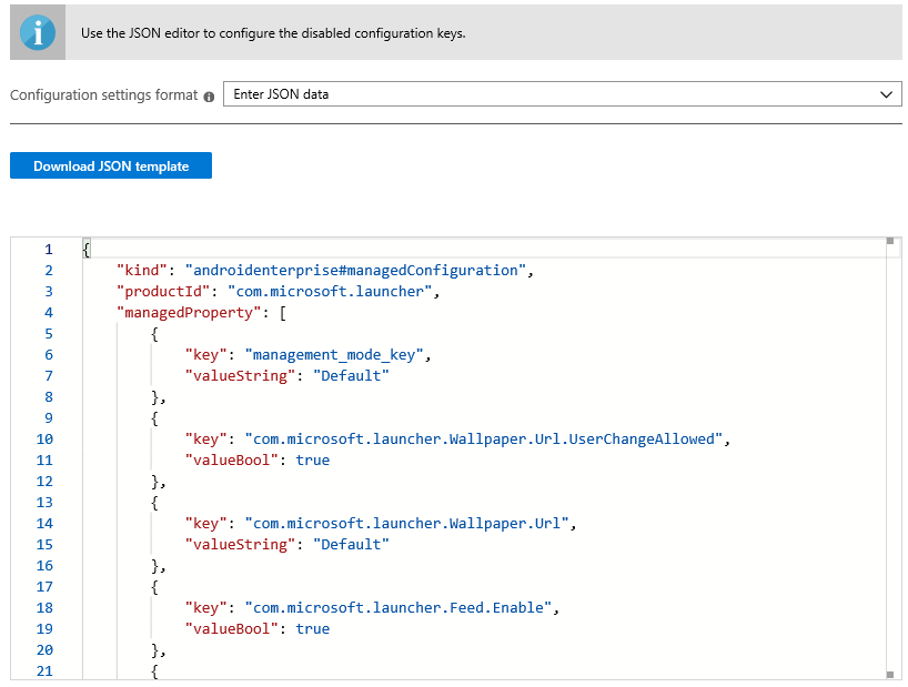 Configuration Designer - JSON data