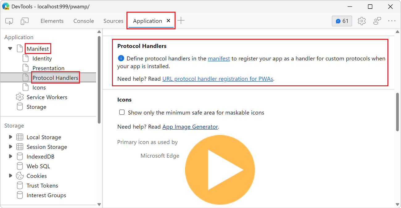 Protocol Handlers section, without protocols defined