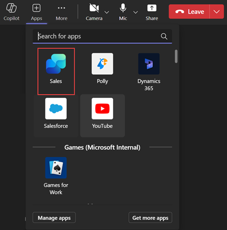 Screenshot showing add the Sales agent during meeting.