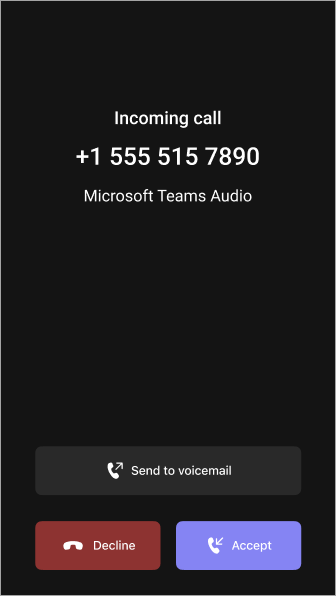 Screenshot showing the incoming call screen.