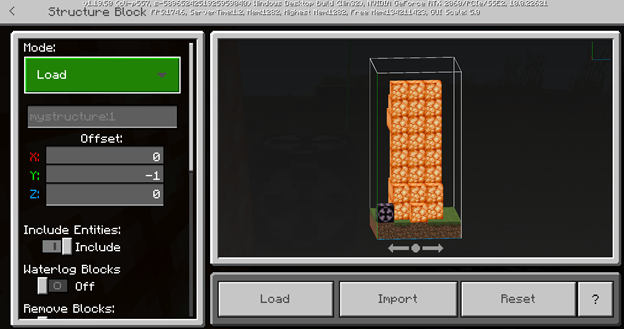 Load Mode window with imported file ready to be loaded into the world.