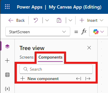 Screeshot showing the Components tab of the Tree view pane.