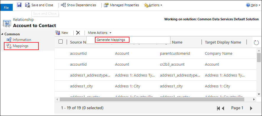 Select Mappings for the table relationship.