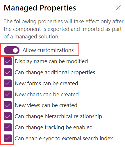 Managed properties options