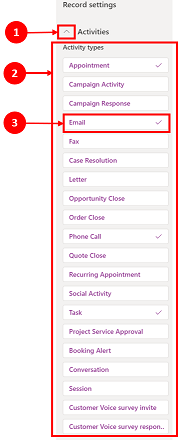 How to configure activity record types