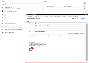 View of the contextual email experience. Contextual email experience