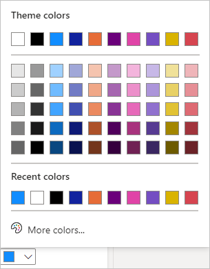 Screenshot shows colors you can select to change the color, including Theme colors and Recent colors.