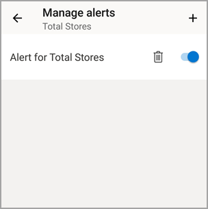 Screenshot of the Manage alert tile, showing the plus icon to add an alert.