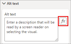 Screenshot of the Alt text pane, highlighting the conditional formatting icon.