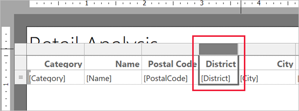 Screenshot of column width properties.