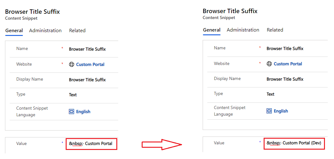 Browser title suffix from Portal Management app