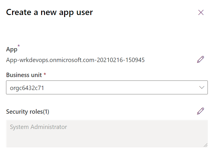 New application user New application user creation
